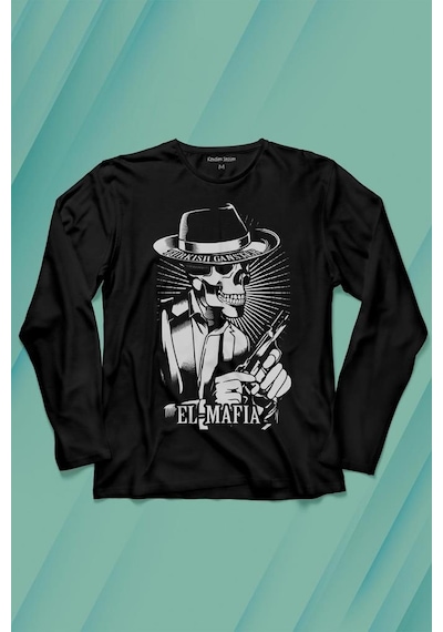 Turkish Ganster El Mafia Mafya Temalı Uzun Kollu Tişört Baskılı T-shirt 001
