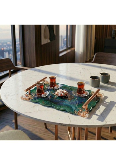 Tahtakale Toptancı Epoksi Dikdörtgen Dalgalı Söz Ve Nişan Tepsisi Kalıbı 29.5x20 Cm