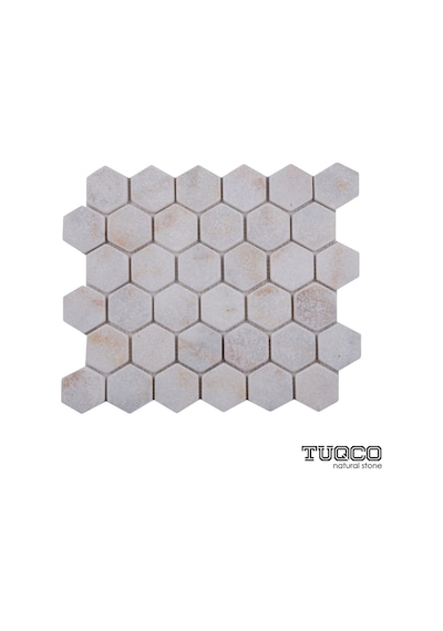 Tuqco Doğaltaş 2" Altıgen (Hexagon) Golden Eskitme Mermer Mozaik