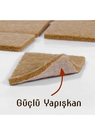 Yapışkanlı Mobilya Ayak Koruyucu Keçe 25x25 Mm 32'li Paket Kaydırmaz Zemin Çizmez Keçesi Kahverengi
