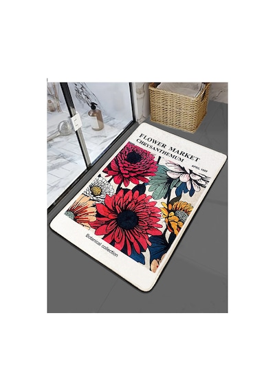 Flower Market 60x100 Cm Banyo Paspası Renkli