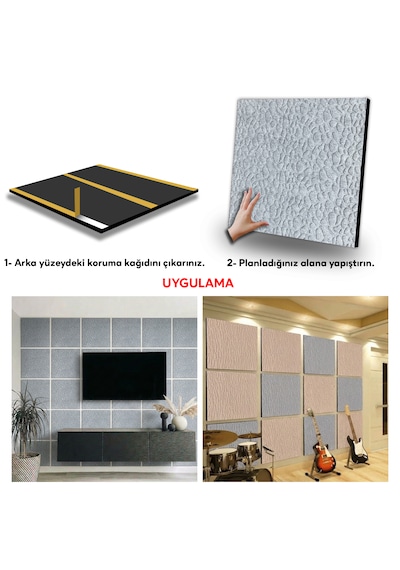 Tink Kendinden Yapışkanlı Akustik Ses Ve Isı Yalıtım Paneli Keçe Dekota Leopar Desenli Açık Gri 49x49 Cm