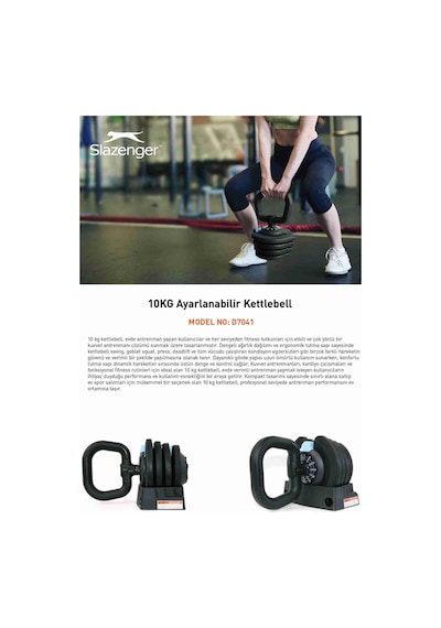 Slazenger D7041 10kg Ayarlanabilir Kettlebell 12 Kademeli Tekli