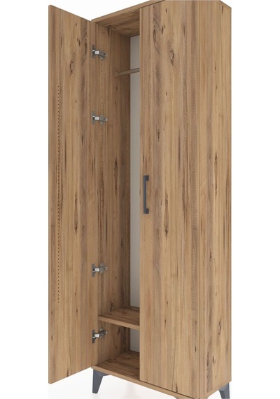 Arges Dolap Tek Raflı 2 Kapaklı Tek Askılı 60x30x182 Çam-çam Çam