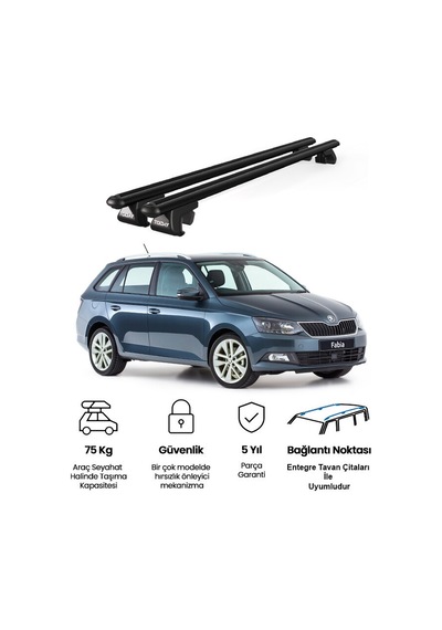 Venüs Skoda Fabia Wagon 2015-2021 Uyumlu Siyah Ara Atkı Port Bagaj Tavan Barı