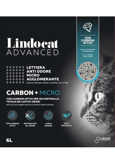 Lindocat Advanced Carbon + Micro Aktif Karbonlu Kedi Kumu 6 L
