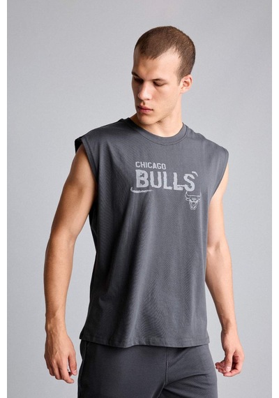 Defacto Nba Chıcago Bulls Oversıze Baskılı Bisiklet Yaka Atlet G0911ax26smar214 Antrasit-ar214