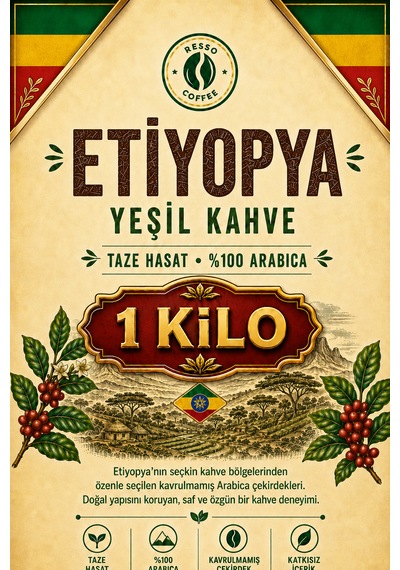 Avantaj Etiyopya %100 Arabica Yeşil & Çiğ Kahve Çekirdeği 1 Kilo Çekirdek Kahve
