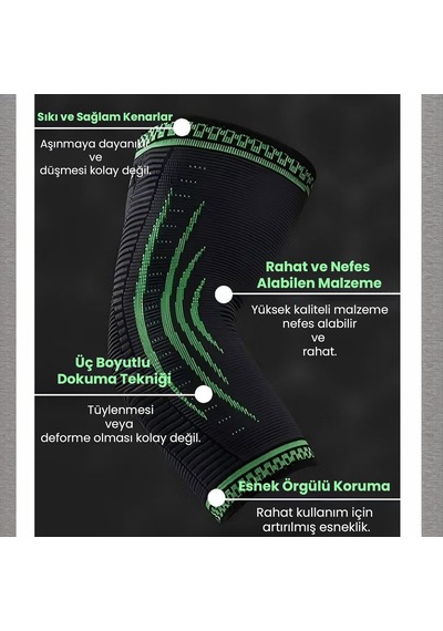 Elastik Dirseklik Fitness Voleybol Basketbol Tenis Sporcular İçin 25 Cm Uzunluğunda Koruyucu Destek Bandajı Siyah