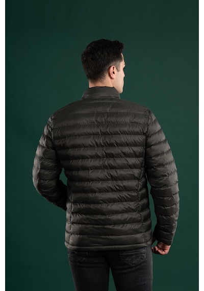 Fbı Slimfit Dik Yaka Fermuarlı Erkek İnce Şişme Puffer Mont Yeşil