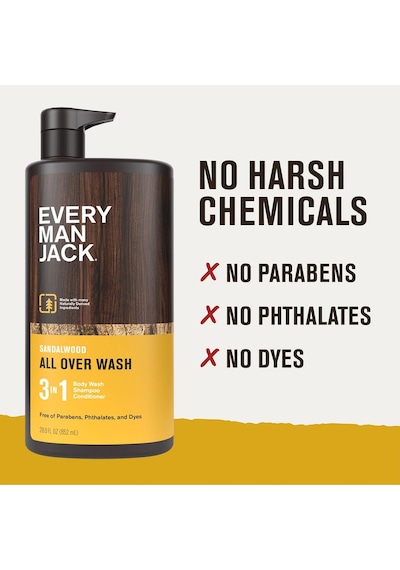 Every Man Jack Sandalwood 3 Ü 1 Arada Şampuan Saç Kremi Ve Duş Jeli 852ml Tüm Saç Tipleri
