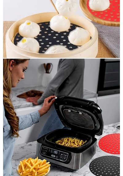 Biishe Renkli Isıya Dayanıklı Yıkanılabilir Silikon Fırın Ve Airfryer Yuvarlak Pişirme Matı 20 Cm 92255846