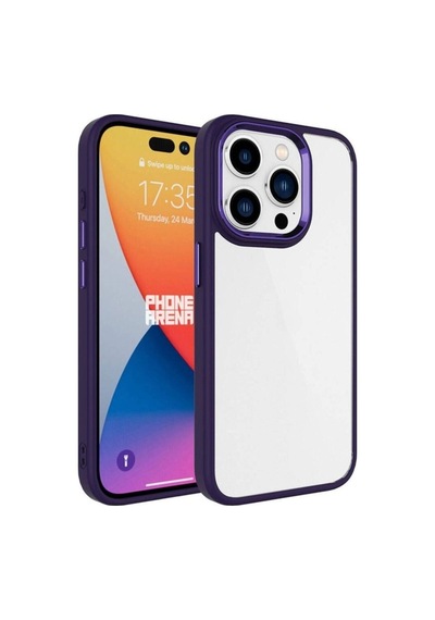 Apple Uyumlu iPhone 15 Pro Max Kılıf Zore Krom Kapak Derin Mor