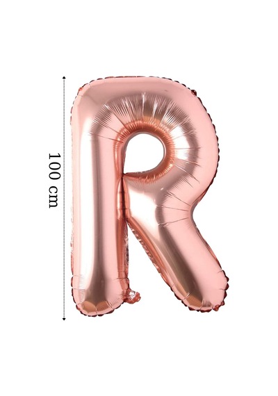 Folyo Balon R Harfi Helyum Balon 100 Cm Rose Renk Çok Renkli