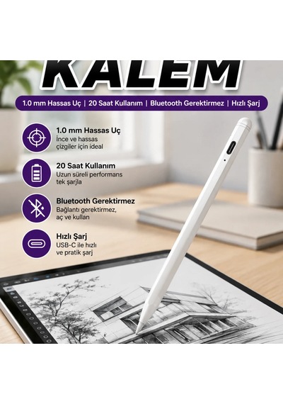 Hassas Eğim Sensörlü Profesyonel Dijital Kalem 1,0 Mm Uç Uzun Süreli Kullanım