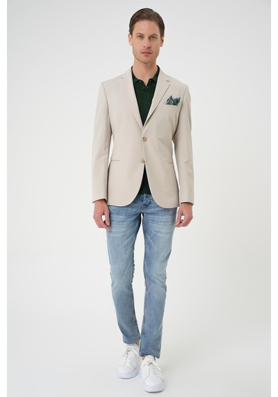 Efor Comfort Fit Çift Yırtmaç Fleto Cep Esnek Pamuk Casual Kum Ceket C 675 Kum