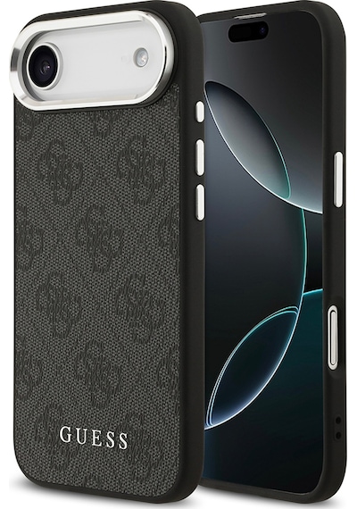 Apple Uyumlu iPhone 17 Air Kılıf Guess Lisanslı M-safe Özellikli 4g Klasik Yazı Logolu Kapak Siyah Siyah