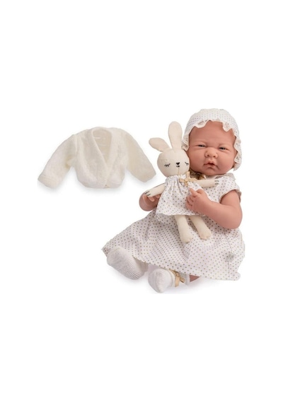 Berenguer Gerçekçi Yenidoğan Oyuncak Kız Bebek 39 Cm - Beyaz Hırka Ve Tavşanlı