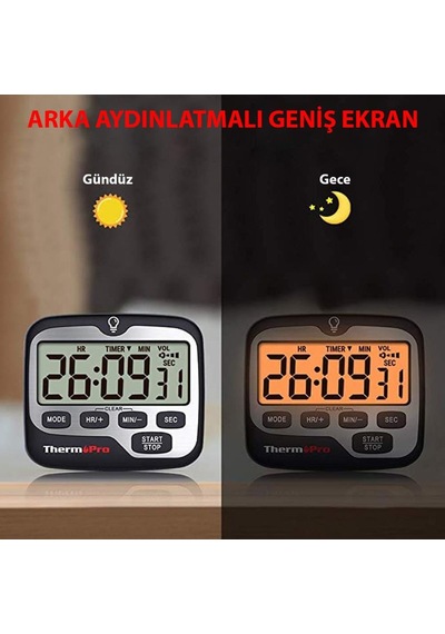 Thermopro TM01 Alarmlı Işıklı Kronometre, Geri Sayım Sayacı