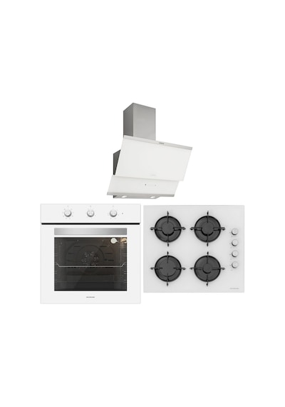 Silverline BO6503W01 - CS5349W01 - 3420 Classy 60 Beyaz Cam Ankastre Set