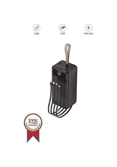 Dijital Ekranlı Seyahat Bataryası Hızlı Şarj Taşınabilir Batarya 60000 Mah Trm-1060 Siyah Çok Renkli