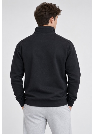 We&me Erkek Regular Fit Yarım Fermuarlı Dik Yaka Basic Sweatshirt Çok Renkli