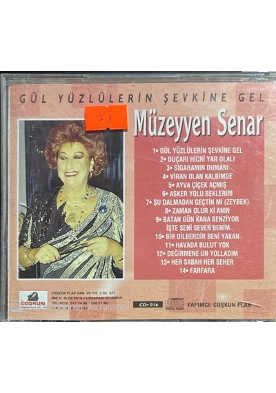 Plak Değildir Cd Dir Cd Müzeyyen Senar Gül Yüzlülerin Şevkine G