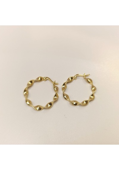22mm Burgu Halka Küpe 14 Ayar Altın Hd Videolu Sarı
