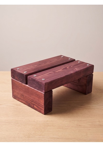 Nest Woodtr Doğal Ahşap Tek Katlı Basamak Tabure Yükseltici 30x25x15cm 1adet Koyu Maun