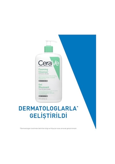 Cerave Normal Ve Yağlı Ciltler İçin Seramid İçerikli Köpüren Temizleyici Yüz Vücut 562 Ml
