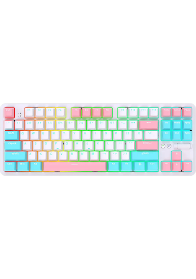 K870t Pro 3 Modlu Hot-swap Rgb, Mekanik Klavye - Beyaz - Blue Switch