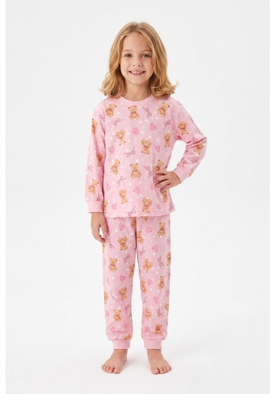 Bunny Hopp Kız Çocuk Uzun Kollu Pijama Takımı %100 Pamuk Ayıcıklı Ve Kalp Desenli Penye Pembe Bunny Hopp Kız Çocuk Uzun Kollu Pijama Takımı %100 Pamuk Ayıcıklı Ve Kalp Desenli Penye Pembe