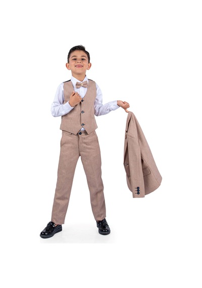 Mnk Baby & Kids Broşlu Damatlık Ceketli Yelekli Gömlekli Takım Elbise Mnk0511