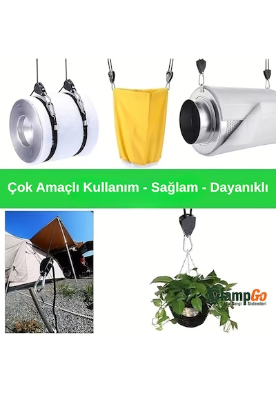 Otomatik Kilitlemeli Kamp Çadırı Ip Gergisi Düğüm Süz Tarp, Yan Tente Ve Branda Sabitleme Sistemi Siyah