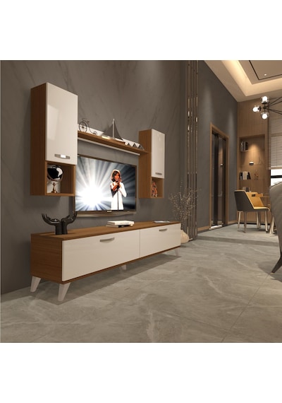 Decoraktiv Eko 5da Slm Std Retro Tv Ünitesi Tv Sehpası - Ceviz Beyaz Ahşap - Beyaz Decoraktiv Eko 5da Slm Std Retro Tv Ünitesi Tv Sehpası - Ceviz Beyaz Ahşap - Beyaz