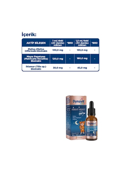 Dynavit Kids Night Night Damla 30ml Çocuklar İçin Melisa, Mayıs Papatyası, Ihlamur - Uyku