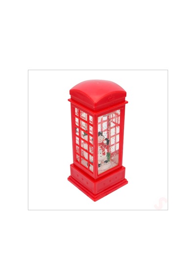 Uçuşan Simli,12,5 X 5cm Led Işıklı Telefon Kulübesi Küre-kardan Adam