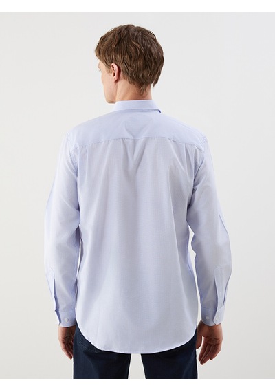 Lcwaıkıkı Classic Mavi Regular Fit Uzun Kollu Çizgili Poplin Erkek Gömlek