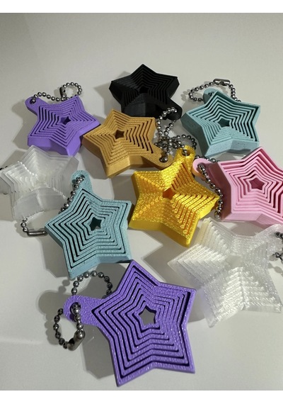 3d Baskı Yıldız Fidget Anahtarlık - Hareketli Gerginlik Oyuncağı Ve Çanta Aksesuarı-mavi