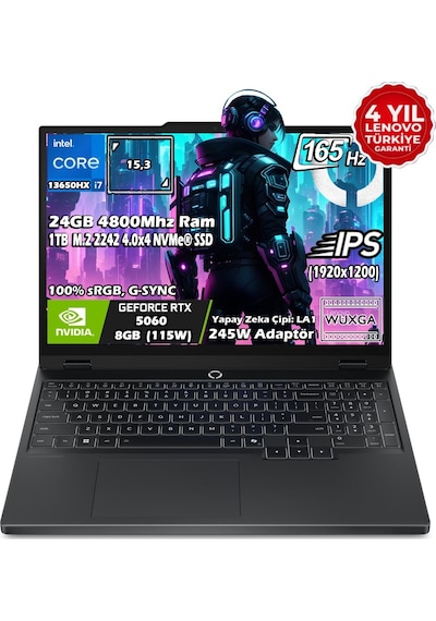 Lenovo Legion 5 15IRX10 83LY00AXTR i7 13650HX 24 GB 1 TB SSD RTX 5060 15.3" Free Dos Dizüstü Bilgisayar