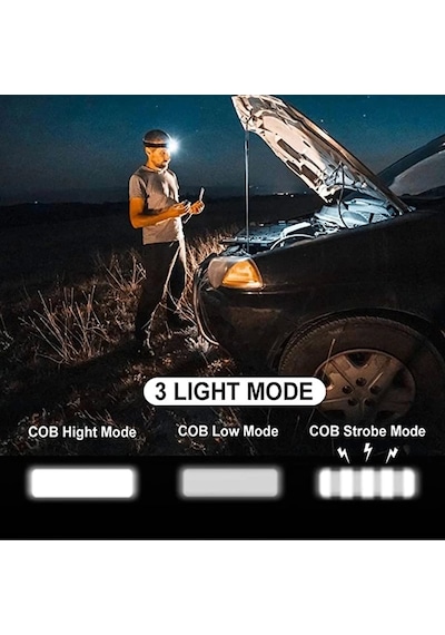 Ps-t89 Mini Pilli Cob Led 3 Mod Su Geçirmez Kafa Feneri Lambası
