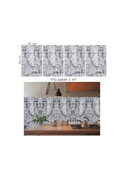 Tink Kendinden Yapışkanlı 41 x 62 CM Siyah Çizgi Desenli Pvc Panel