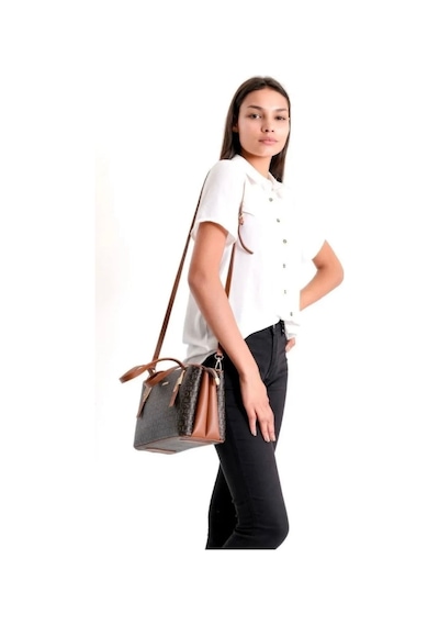 Just Polo Kadın Krem Taba Gofraj Kabartma Desenli Mıknatıslı Çıtçıt Kapama El Çantası Mh4031mh Krem - Taba