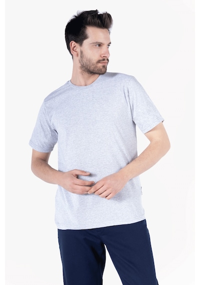 Yıldırımlar T-shirt Bisiklet Yakalı İş Tişörtü Gri Melanj