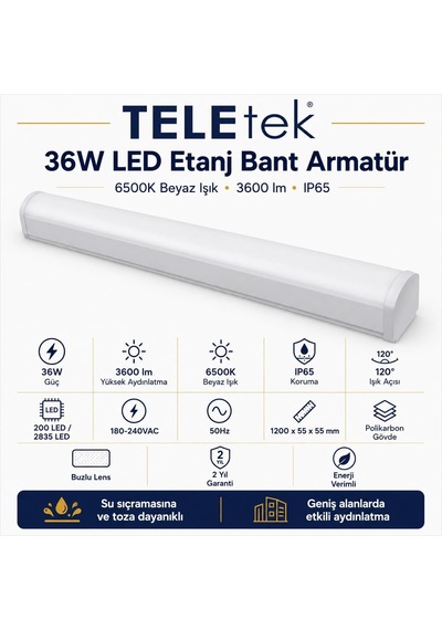 36w 6500k Beyaz Işık 3600lm Led Etanj Beyaz Bant Armatür Çok Renkli