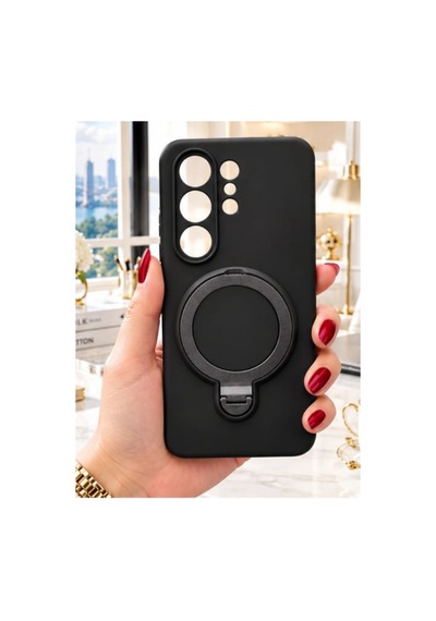 Samsung S26 Ultra İle Uyumlu 360 Derece Dönebilen Kalın Metal Magsafe Halka Stantlı İçi Kadife Korumalı Ultra Lüx Premium Silikon Kılıf Siyah Samsung S26 Ultra İle Uyumlu 360 Derece Dönebilen Kalın Metal Magsafe Halka Stantlı İçi Kadife Korumalı Ultra Lüx Premium Silikon Kılıf Siyah