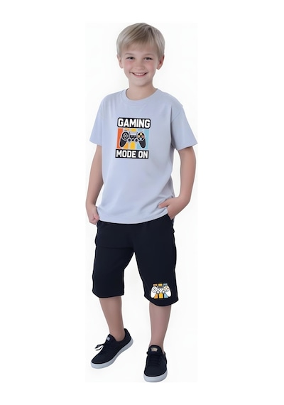 Fyk Kids Erkek Çocuk Yazlık Baskılı Alt-üst Takım Gri