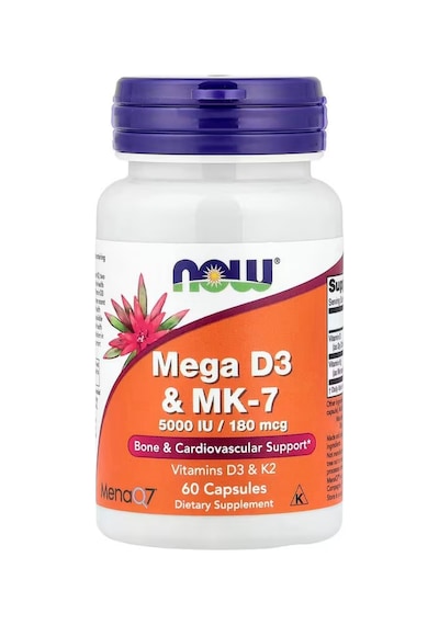 Mega D3 & K2 Mk-7, 60 Capsules 5000 Iu / 180 Mcg