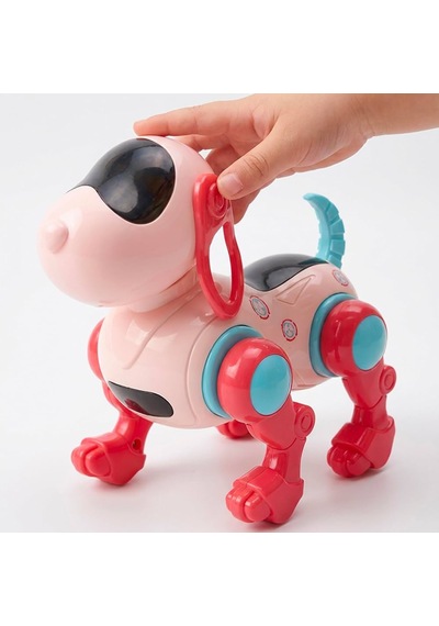 Yürüyen Robot Müzik Ve Işıklı 16 Cm Sallanan Kafalı Gerçekçi Haraketli Eğlenceli Oyuncak Köpek Pembe