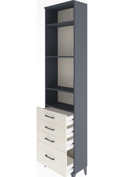 Arges Dolap 4 Raflı 4 Çekmeceli 60x30x243 Antrasit-aytaşı Antrasit